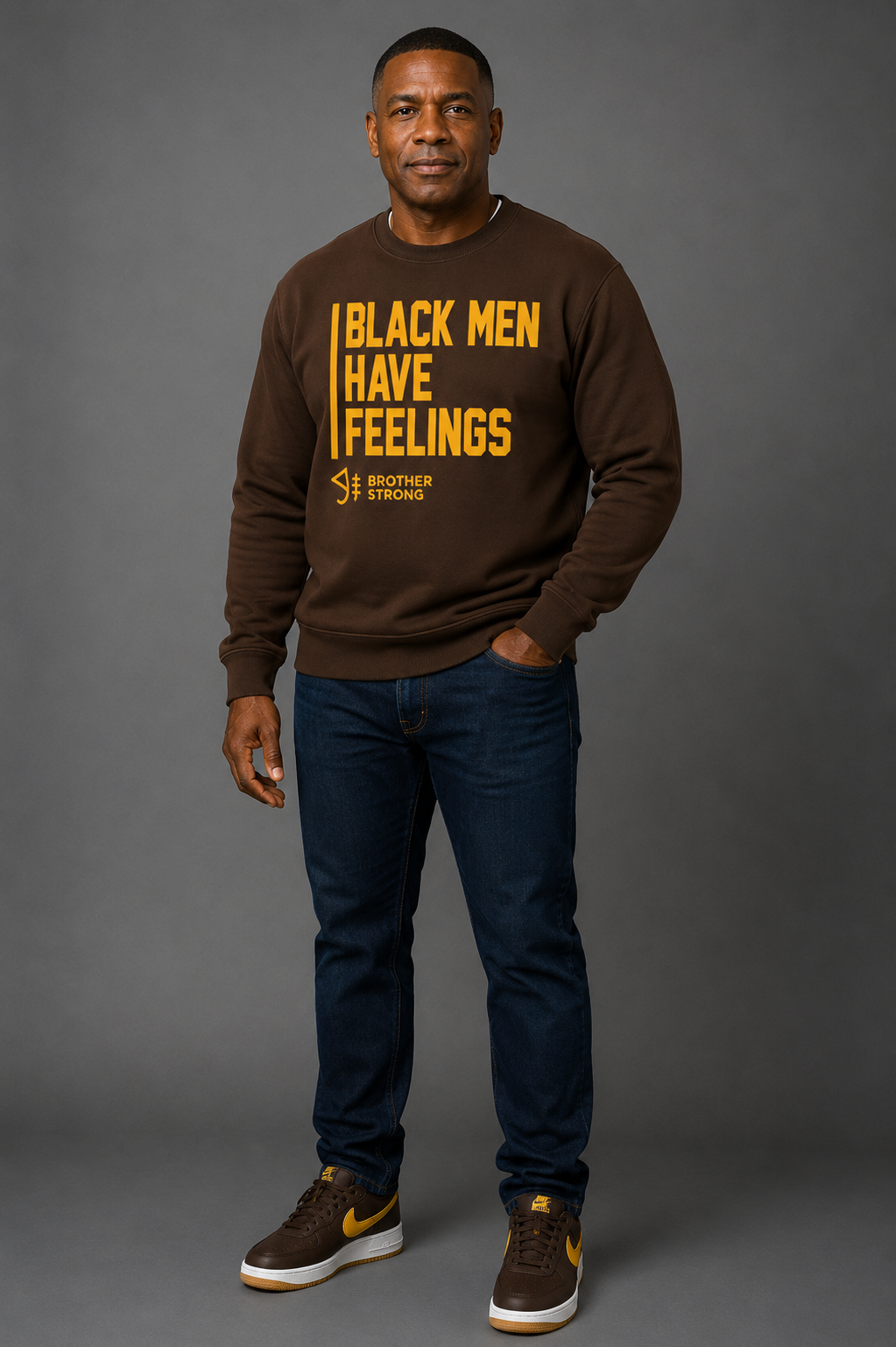 Black Men Have Feelings Crewneck Legacy Collection • Brown / Gold
