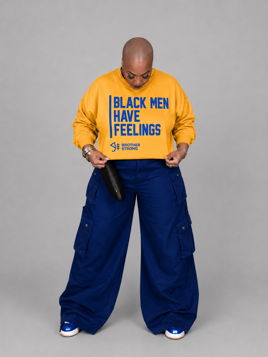 Black Men Have Feelings Crewneck Legacy Collection • Gold / Royal Blue