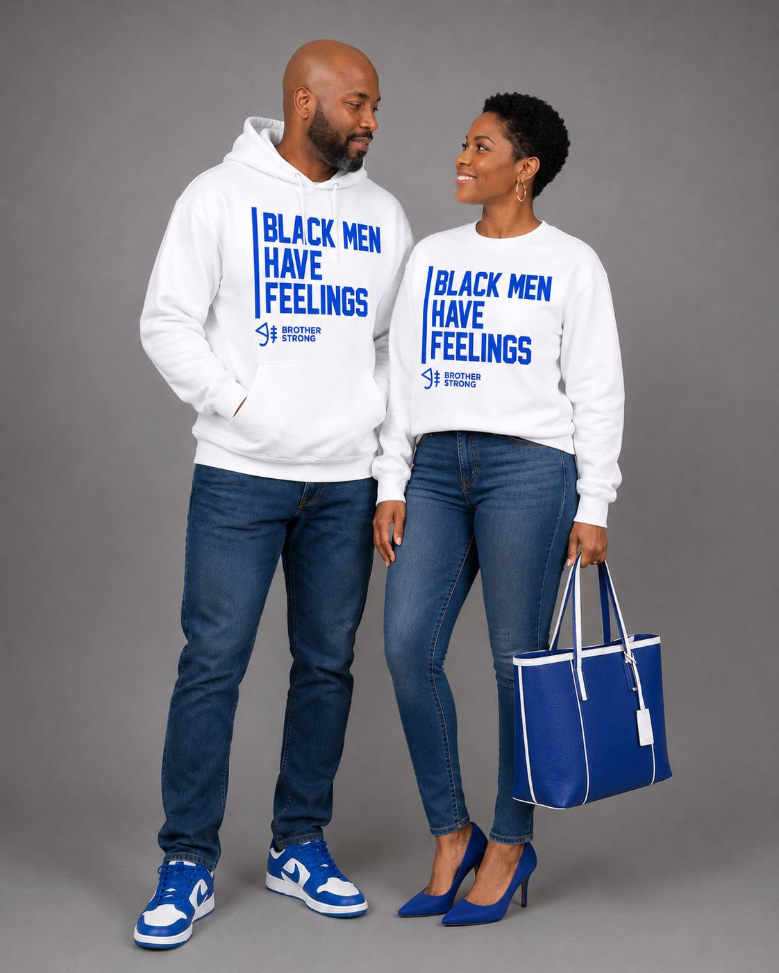 Black Men Have Feelings Hoodie Legacy Collection • White/ Royal Blue