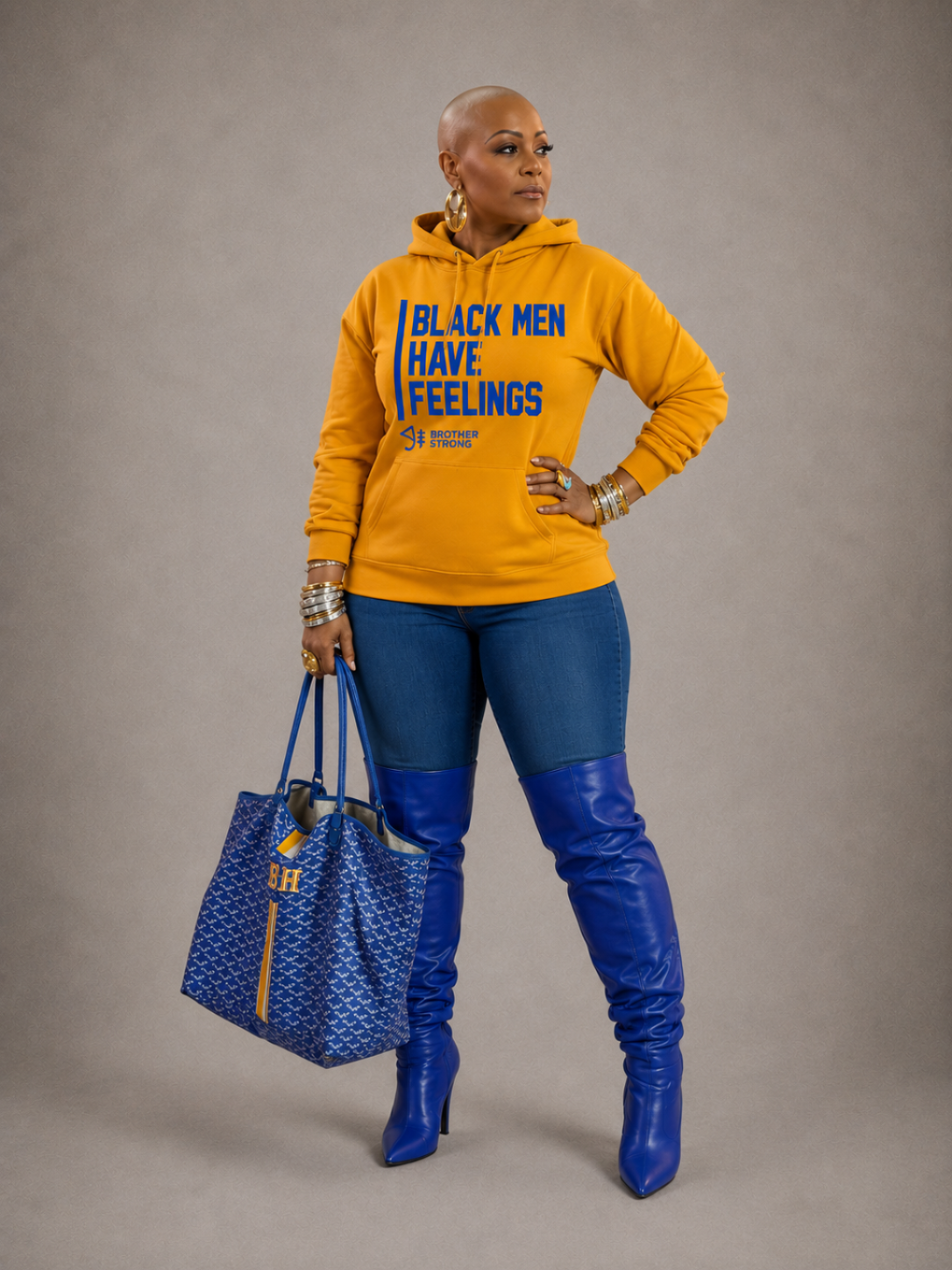 Black Men Have Feelings Hoodie Legacy Collection • Gold / Royal Blue