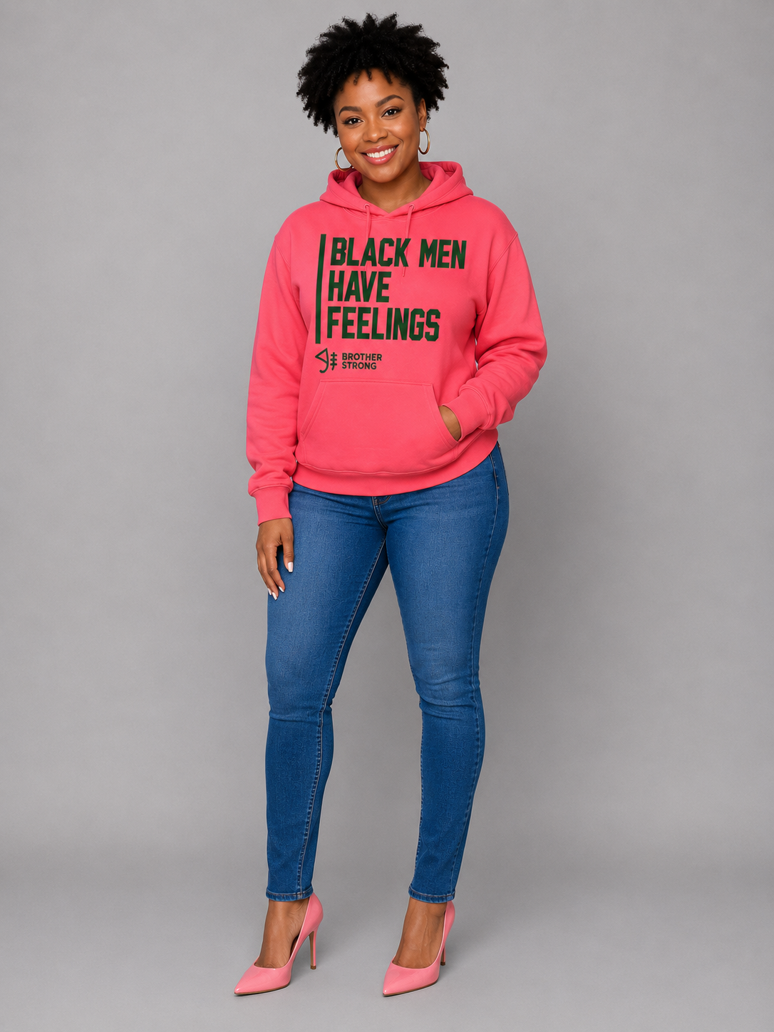 Black Men Have Feelings Hoodie Legacy Collection • Pink / Green