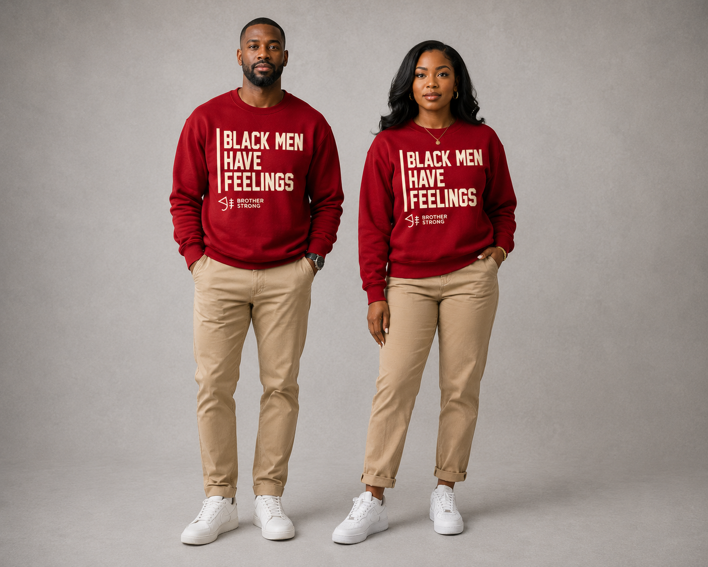 Black Men Have Feelings Crewneck Legacy Collection • Crimson / Cream