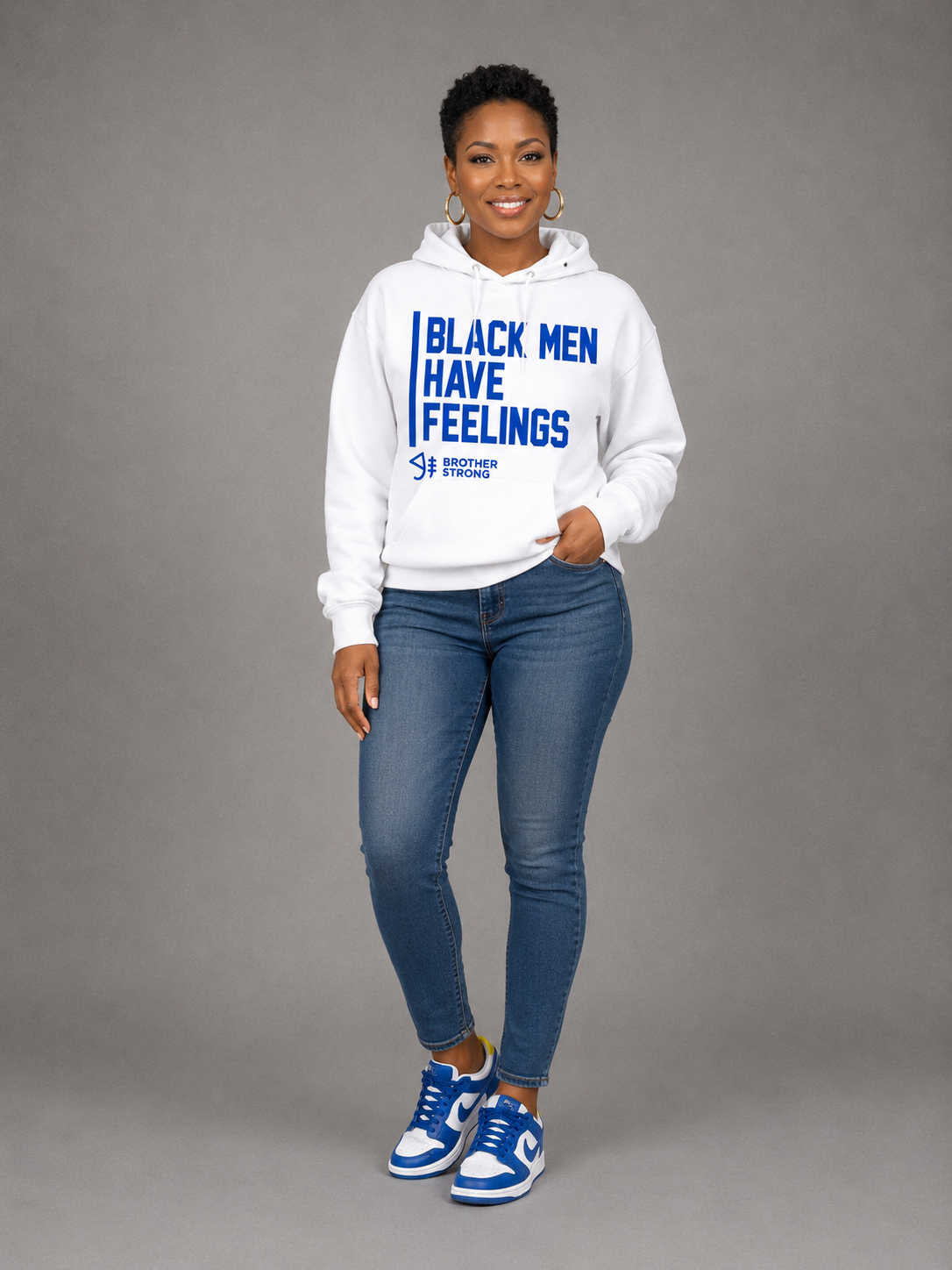 Black Men Have Feelings Hoodie Legacy Collection • White/ Royal Blue