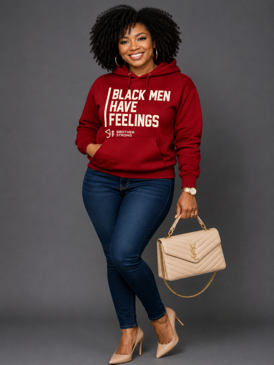 Black Men Have Feelings Hoodie Legacy Collection • Crimson / Cream