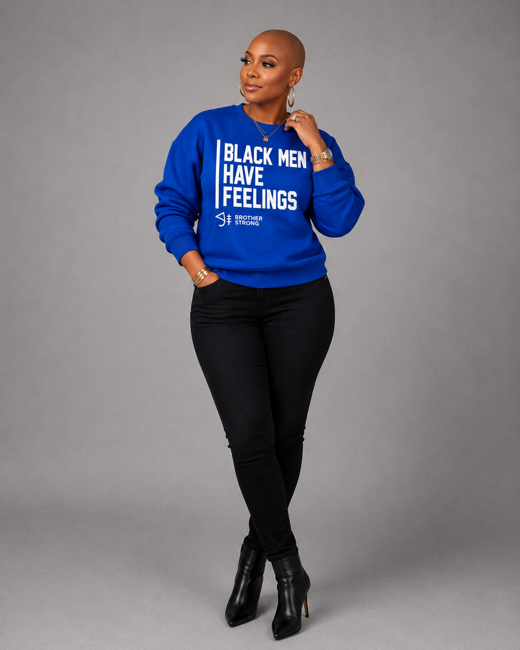 Black Men Have Feelings Crewneck Legacy Collection • Royal Blue/ White