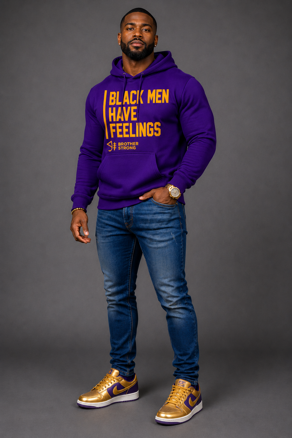 Black Men Have Feelings Hoodie Legacy Collection • Purple / Gold