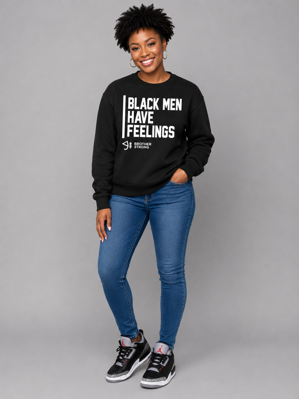 Black Men Have Feelings Black Signature Crewneck