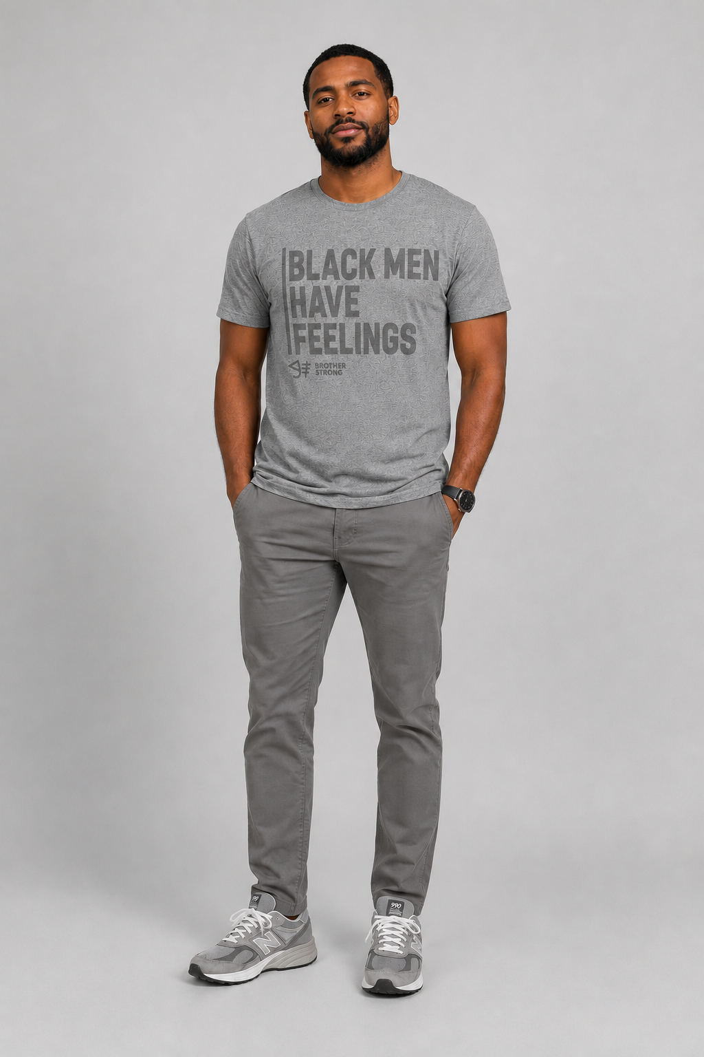 Black Men Have Feelings Signature Tee • Athletic Heather Gray