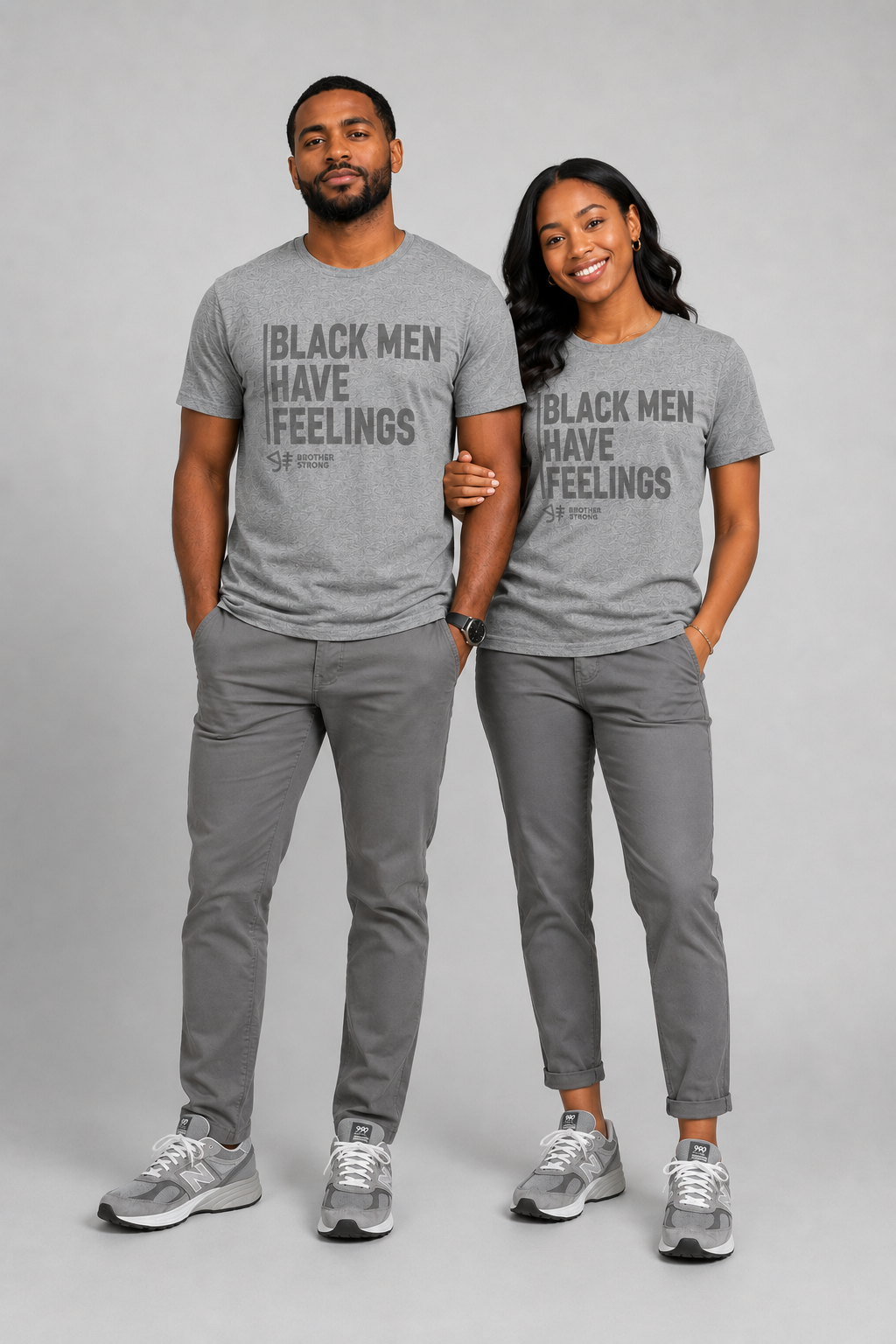 Black Men Have Feelings Signature Tee • Athletic Heather Gray