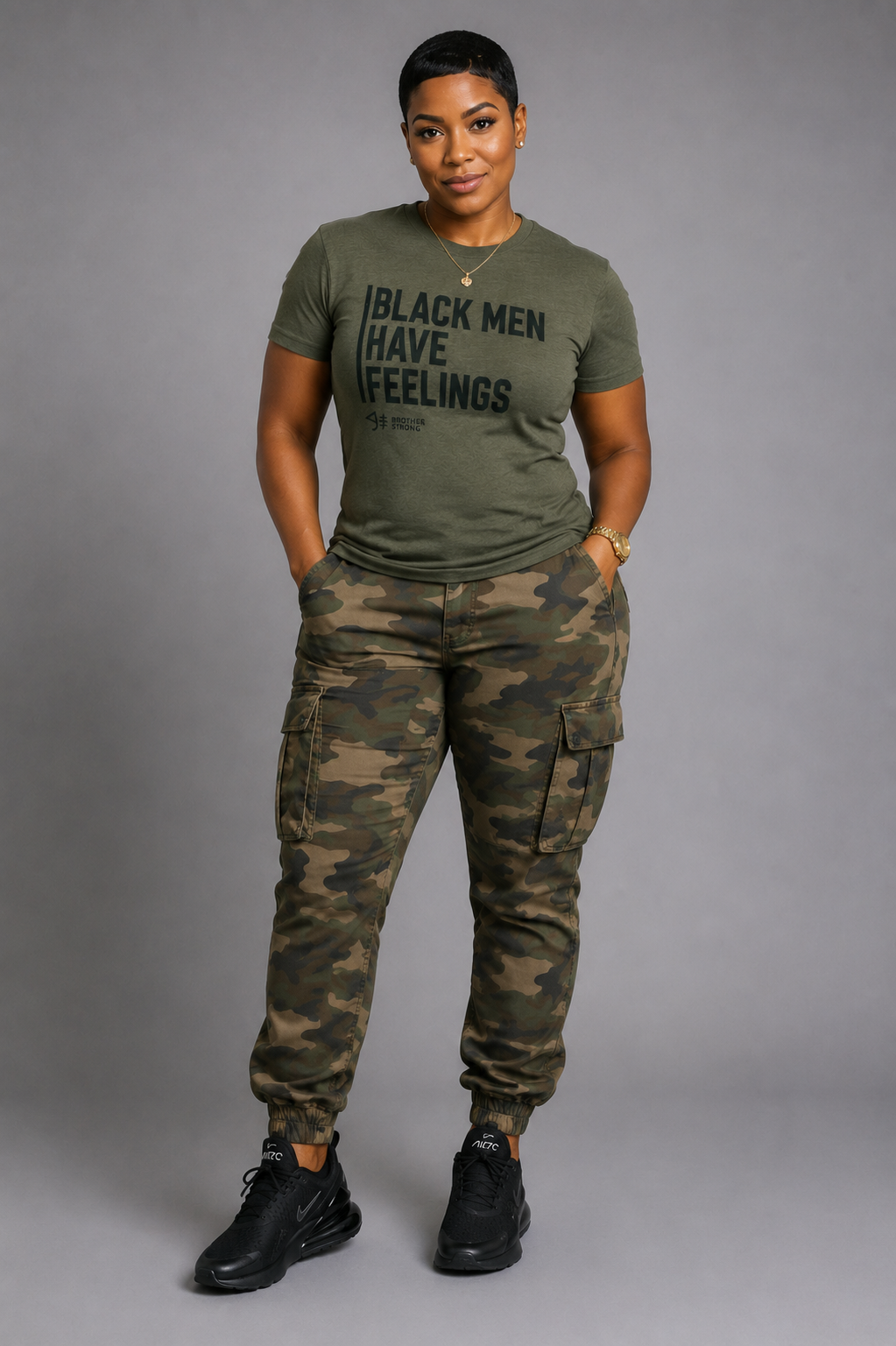 Black Men Have Feelings Signature Tee – Military Green Heather