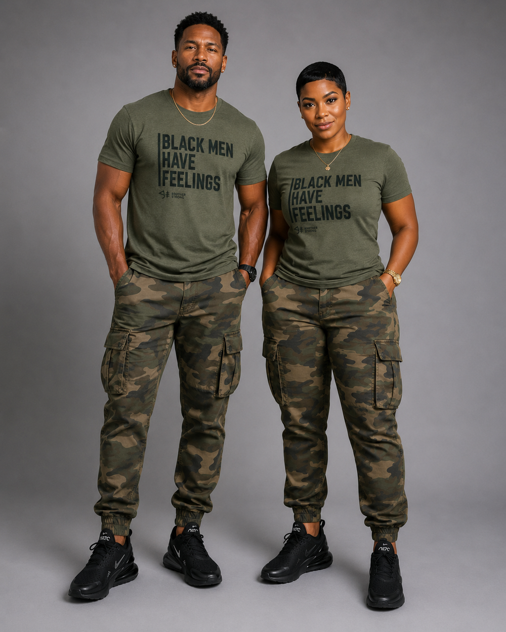 Black Men Have Feelings Signature Tee – Military Green Heather