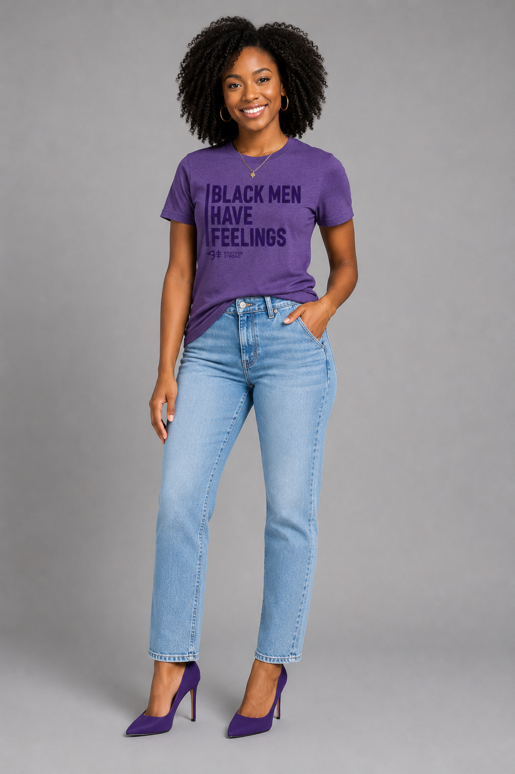 Black Men Have Feelings Signature Tee – Purple Heather