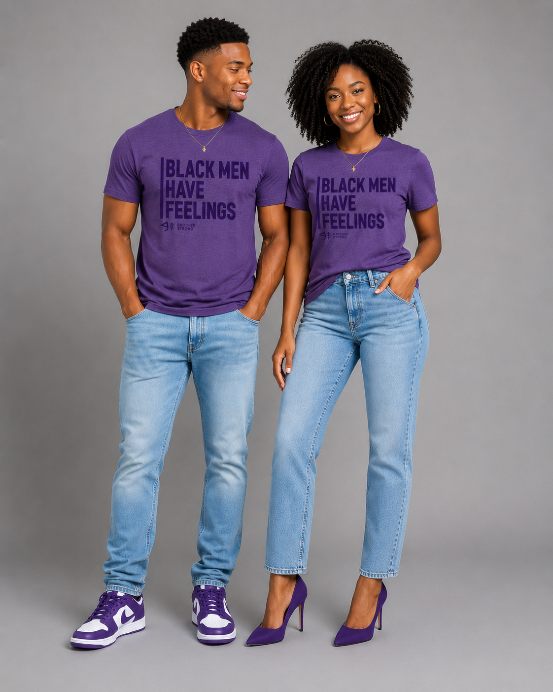 Black Men Have Feelings Signature Tee – Purple Heather