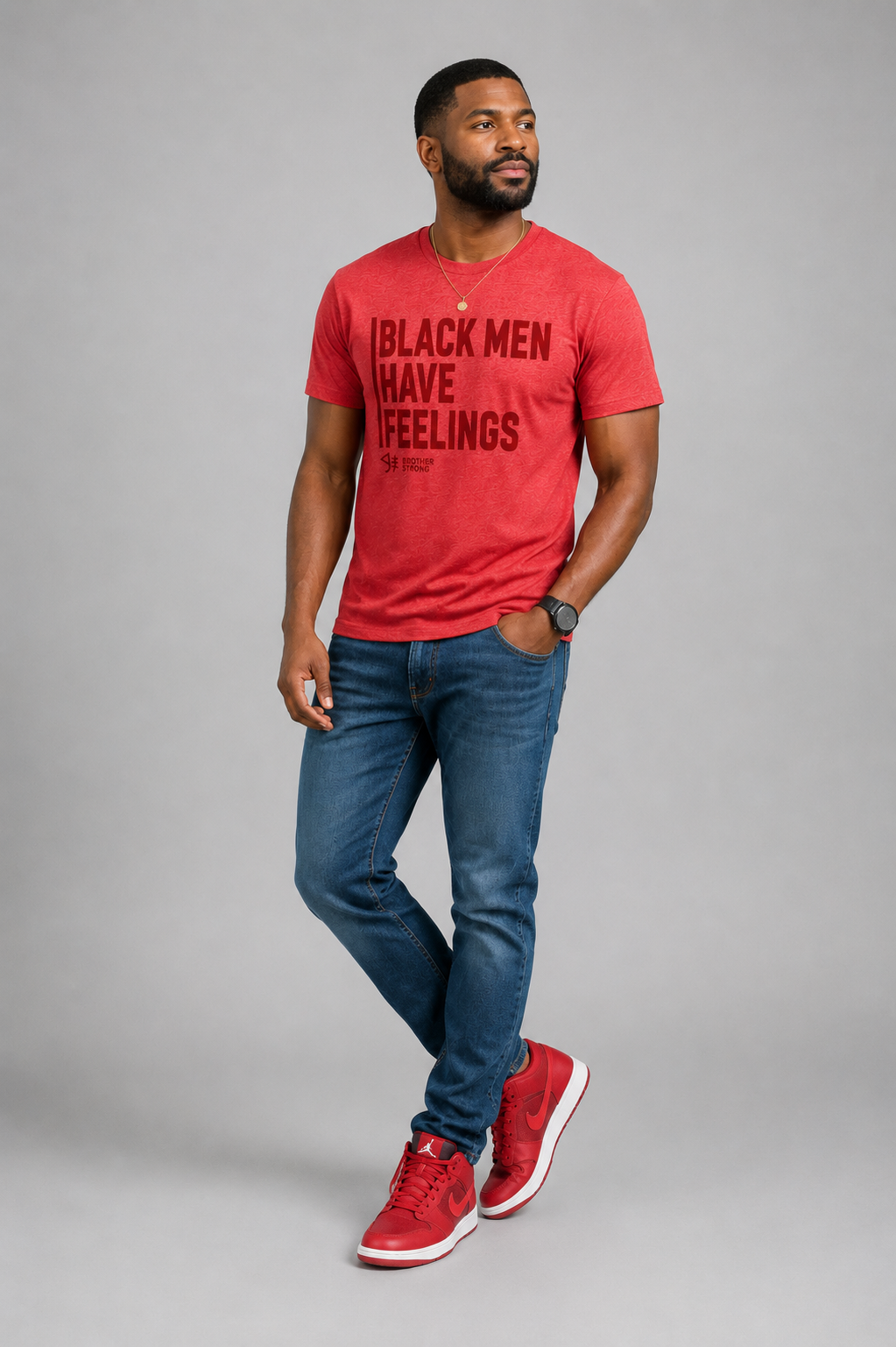 Black Men Have Feelings Signature Tee • Red Heather