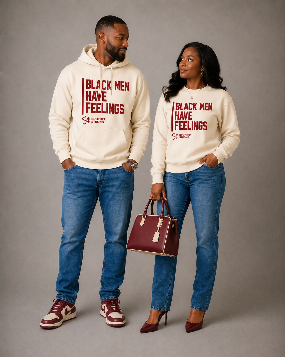 Black Men Have Feelings Hoodie Legacy Collection • Cream / Crimson