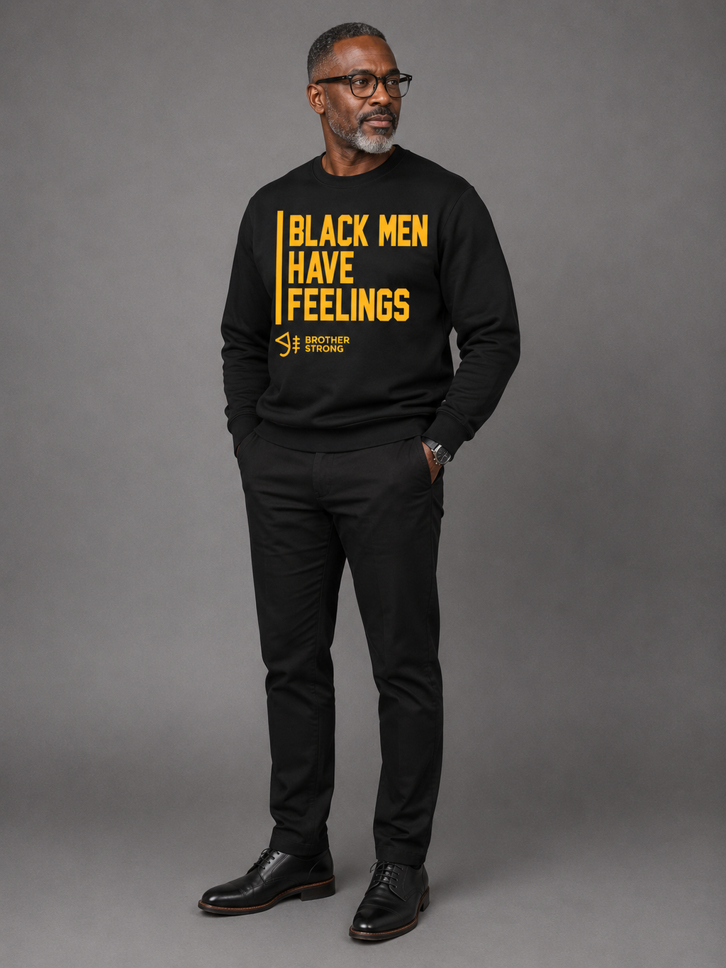 Black Men Have Feelings Crewneck Legacy Collection • Black / Gold