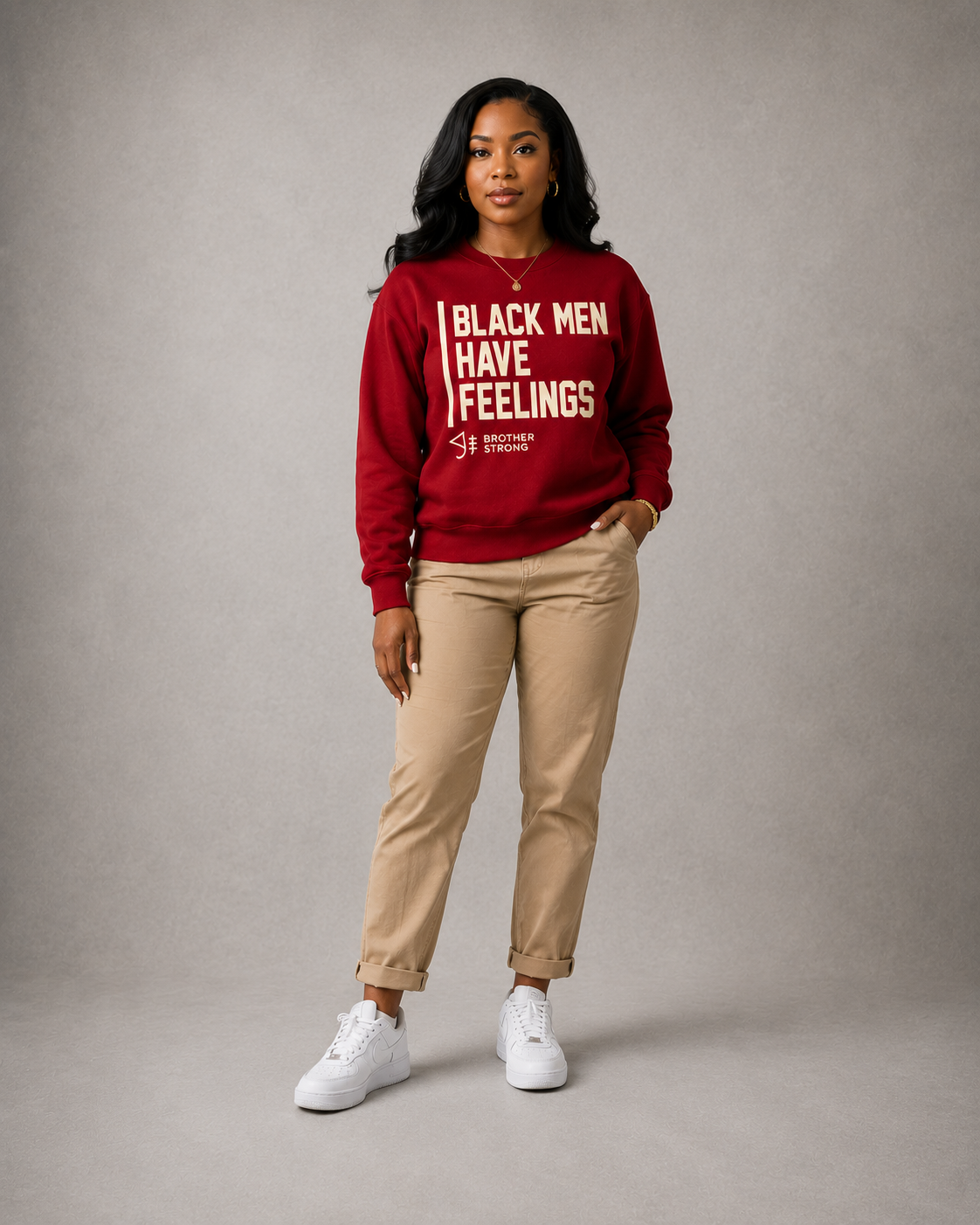 Black Men Have Feelings Crewneck Legacy Collection • Crimson / Cream