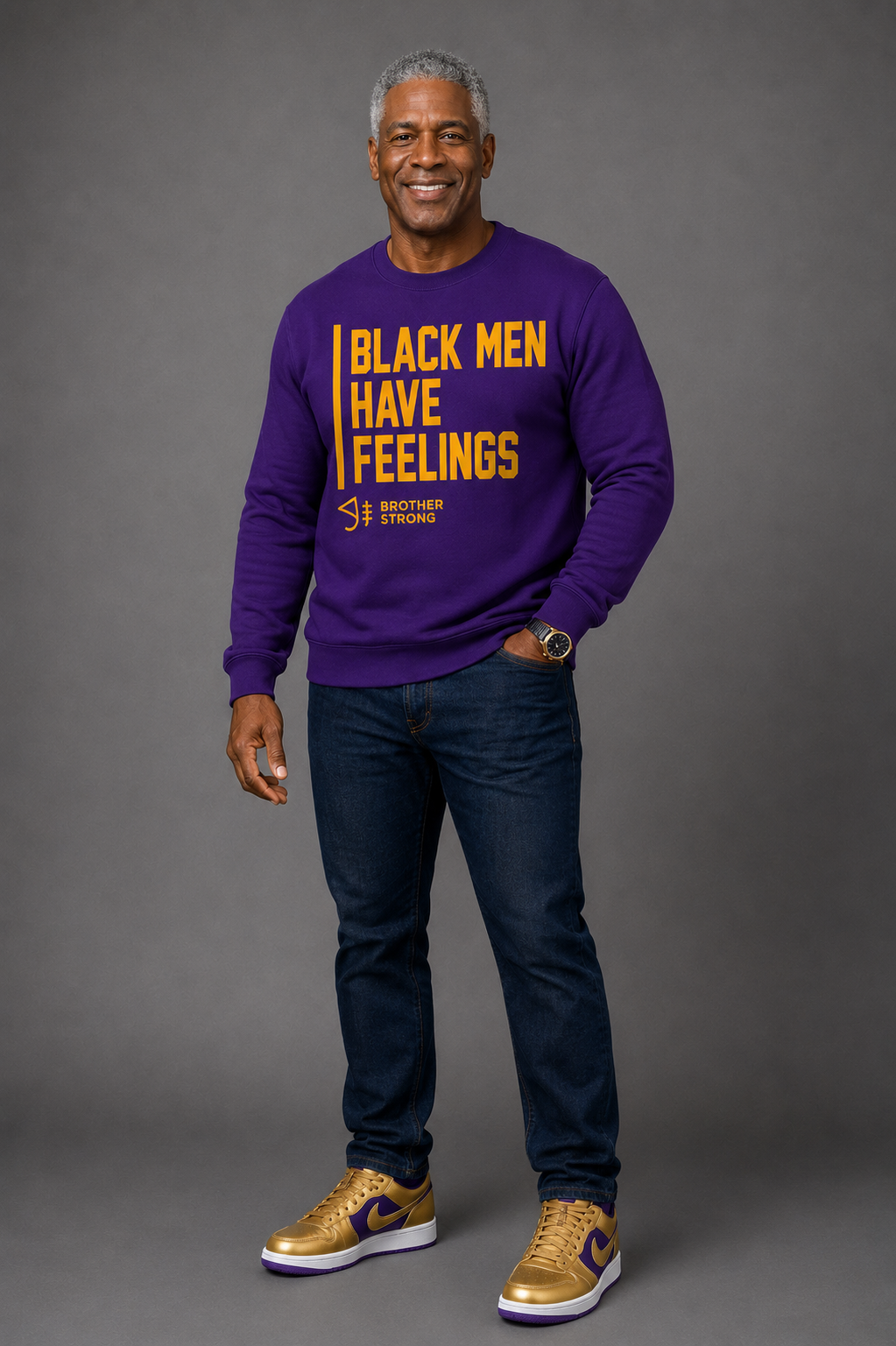 Black Men Have Feelings Crewneck Legacy Collection • Purple / Gold