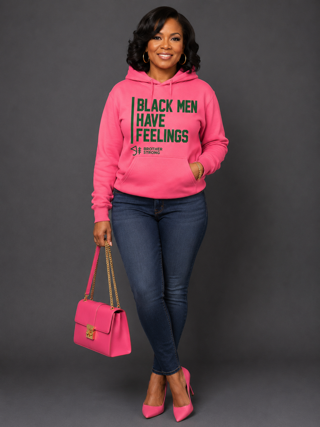 Black Men Have Feelings Hoodie Legacy Collection • Pink / Green