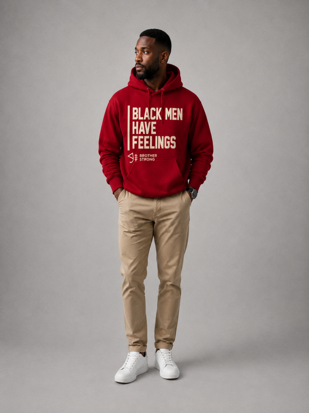 Black Men Have Feelings Hoodie Legacy Collection • Crimson / Cream
